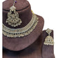 Rose Gold / Crystal - Medium Size Antique Gold Finish Necklace Set with Earrings & Tika Head piece - GGA05  KV 0525