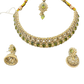Henna Green - Medium Size Antique Gold Finish Necklace Set with Earrings & Head Piece - 6NS449 04H26