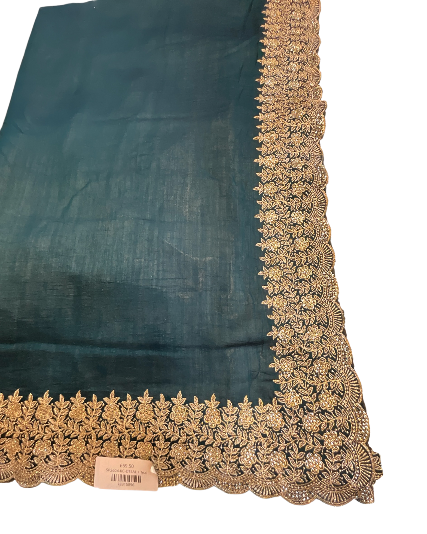 Dark Teal - Fancy Party Saree with Blouse Piece - UK stock - 24hr Dispatch - SP2604 KC