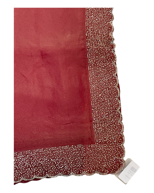 Dark Pink - Classic Saree with Stone Work Border and Blouse Piece - UK stock - 24hr Dispatch - RS2538 VP
