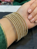 Clear / White Stones - Set of 8 Diamante Stone Bangles -  M to XXL - HAN2602 07Ka26