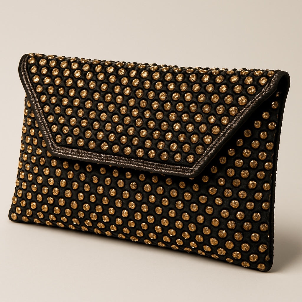 Black - Rich Hand Embroidered Clutch Bag / Handbag - AKB235 05KP25