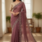 Dusty Pink - Rich Saree with Stone Work Border and Blouse Piece - UK stock - 24hr Dispatch - RS2532 TC