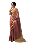 Rose Gold - Classic Plain Cotton Silky Fancy Saree with Blouse Piece - UK Stock - 2/3 days Delivery  12KV25 RP512