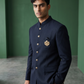 Size 42" Chest - Dark Navy Blue - PREMIUM Slim Fit Mens Jute BandhGala / Prince / Chinese Collar Jacket - Fantastic Fit - CS2603 TH