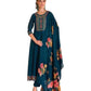 Teal - Simple / Classy Ladies Indian Trousers Suit with Printed Dupatta - Size 12 (38") - LL22601 VV 1024