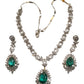 Turquoise - Medium - Silver Finish Necklace Set with Earrings - AE2406 A 0724