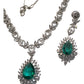 Turquoise - Medium - Silver Finish Necklace Set with Earrings - AE2406 A 0724
