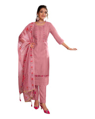 Pink - Simple / Classy Cotton Silky Ladies Indian Salwar Suit with Printed Dupatta - LL13803 KA 1123