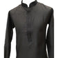 Black - Cotton Silky Self Brocade Mens Kurta Set - Sangeet Mehendi Haldi - KCS1003 KK 1123