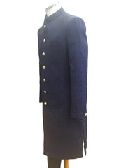 Navy Blue - Classic Self Brocade Sherwani with Gold Buttons -  BS786 JP 0823