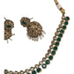 Green - Small - Antique Gold Finish Necklace Set with Earrings - AE2403 C 0724