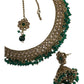 Green - Medium - Antique Gold Finish Necklace Set with Earrings - DAJ471 KY 0724