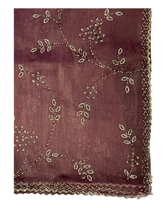 Purple - Rich Saree with Allover Embroidery and Blouse Piece - UK stock - 24hr Dispatch - RS2520 JA