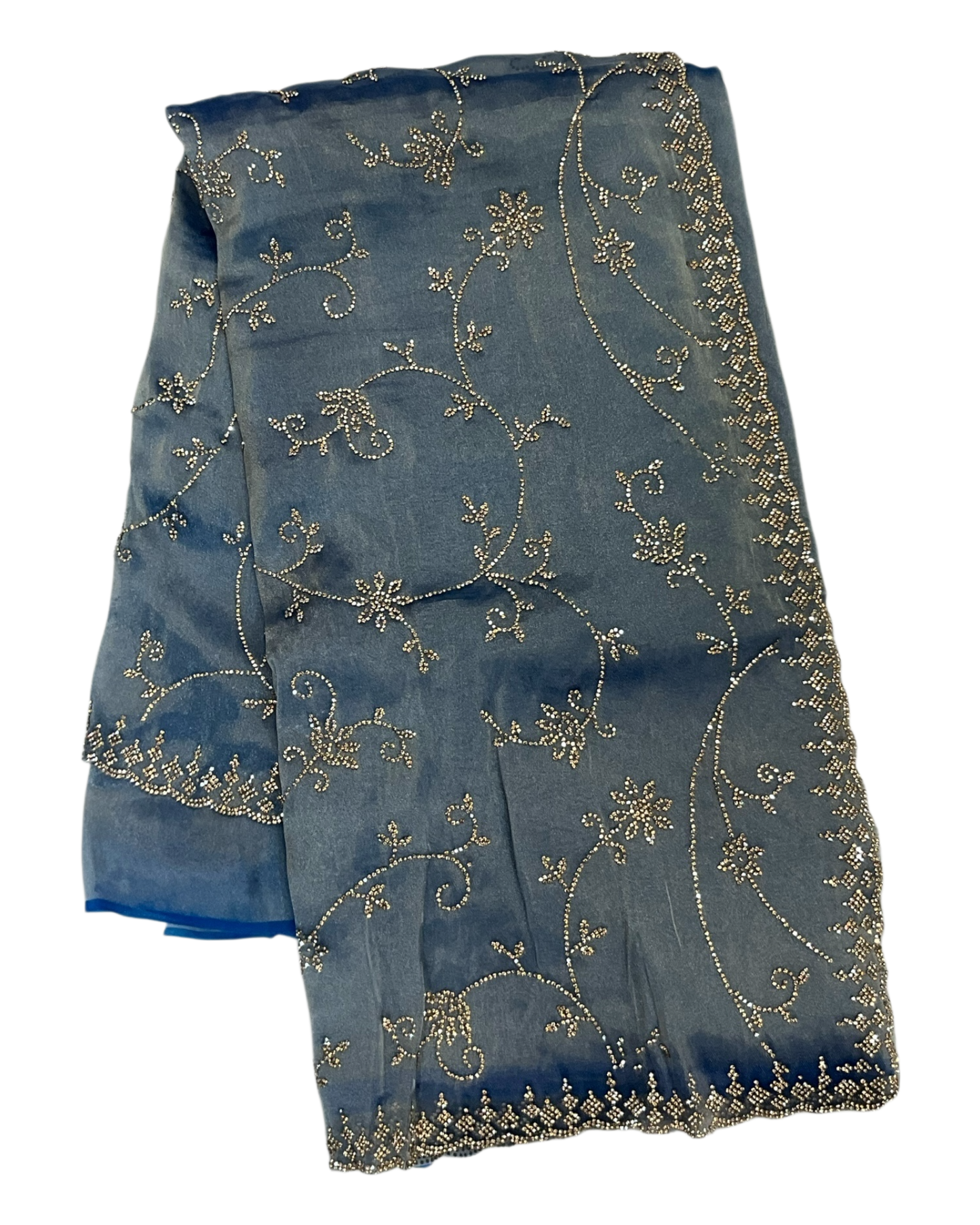 Light Blue - Rich Saree with Allover Embroidery and Blouse Piece - UK stock - 24hr Dispatch - RS2526 PK