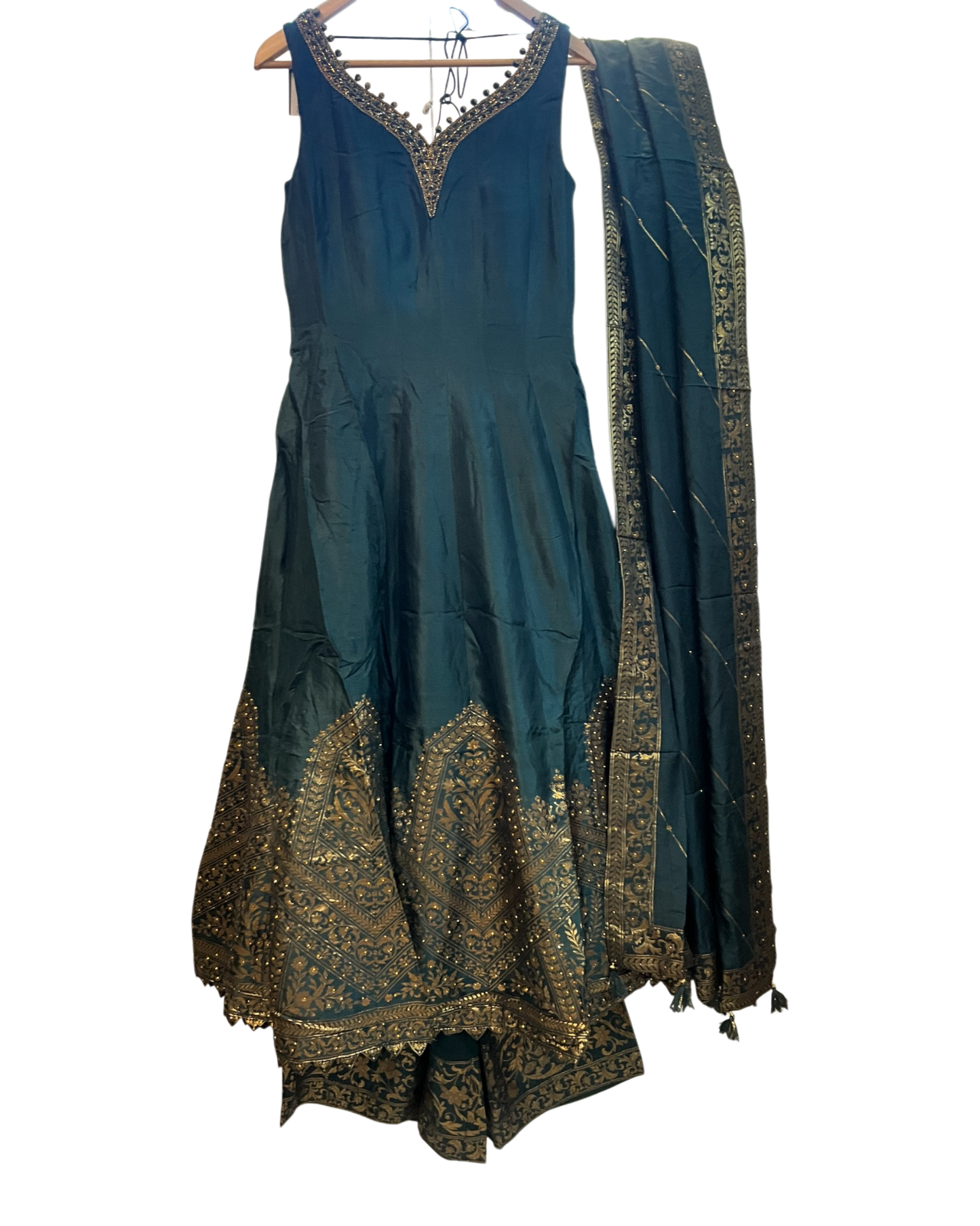 Size 12 (38") - Bottle Green - Designer -  Ladies Long Top / Dress Anarkali Trousers Suit - VMK Bandhan CY