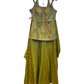 Size 12 (38") - Olive Green - Designer Ladies Medium Spaghetti Top Palazzo Trousers Suit - VMK Dulari JV