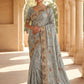 Light Grey - Fancy Party Saree with Blouse Piece - UK stock - 24hr Dispatch - SP2610 VK