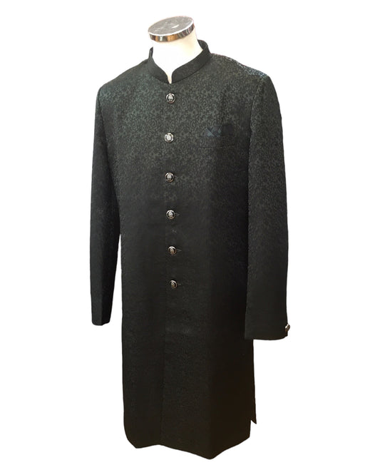 Bottle Green - Classic Self Brocade Sherwani with Quality Buttons -  YD2412 06JP24