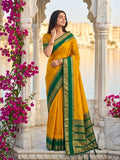 Mustard - Handloom Saree with Blouse Piece - UK stock - 24hr Dispatch - KM-Kashi 11KY26