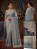 Sea Green - Saree with Thread / Stone Work and Blouse Piece - UK stock - 24hr Dispatch - SP2613 VY