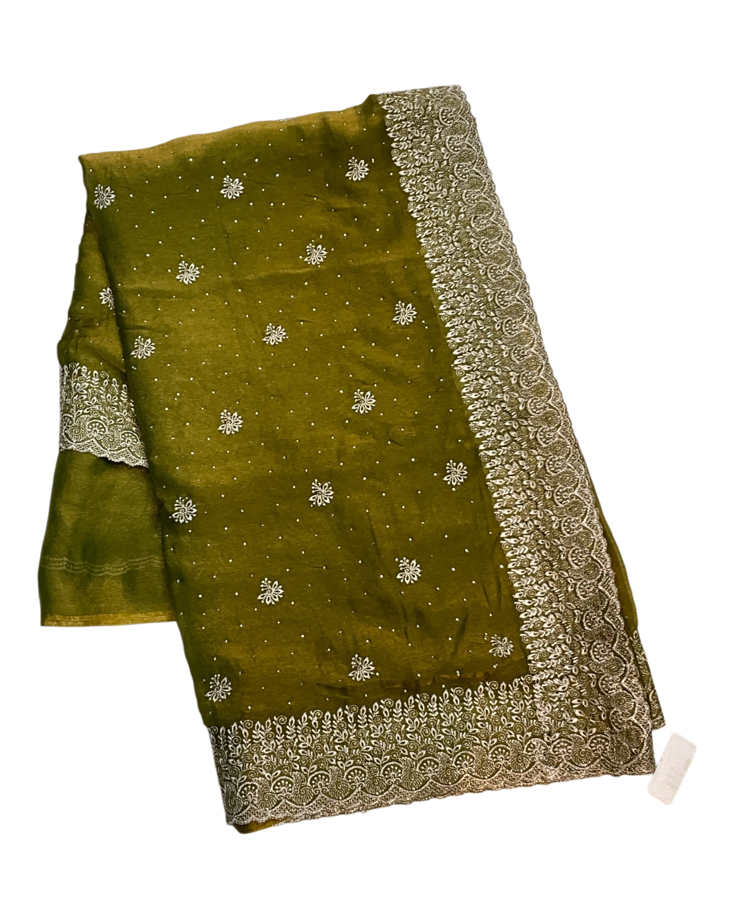 Mehndi Green - Classic Saree with Thread Work Border and Blouse Piece - UK stock - 24hr Dispatch - RS2534 VY