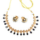 Navy Blue - Medium Size Gold Finish Necklace Set with Earrings - TOH2403  Cp 0424