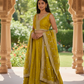 Size UK 12 (38" Bust) Adjustable to Size 14 - Haldi Yellow - Banarasi Brocade Silky Lehenga Set - Mehndi / Sangeet / Bridesmaids / Weddings / Garba  - UK Stock - 24h Dispatch - OC561 07JV25