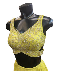 Designer Lime yellow Lehenga Set - Size 10 - UK Stock - 24h Dispatch - TIKU KYA 0723