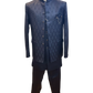 Navy Blue - PREMIUM Slim Fit Mens Self Brocade BandhGala / Prince / Chinese Collar Jacket with Long inside Waistcoat - Fantastic Fit - CS2505 03PY25