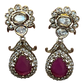 Dark Pink - Small - Antique Gold Finish Traditional Earrings - Bollywood - Weddings - 15ER715 07J26