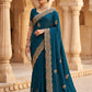Dark Petrol Blue - Fancy Party Saree with Blouse Piece - UK stock - 24hr Dispatch - SP2610 VK
