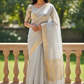 Grey - Fancy Cotton Silky Saree with Brocade Blouse Piece - UK Stock - 2/3 days Delivery  12KP25 RT411005