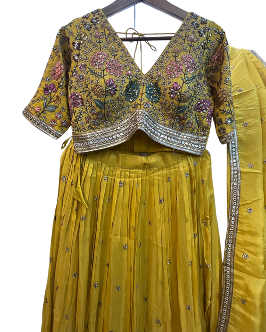Size UK 12 (38") Haldi Yellow - Lehenga Set - Mehndi / Sangeet / Bridesmaids / Weddings / Garba  - UK Stock - 24h Dispatch - OC42224  05PH26