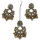 Champagne / Crystal - Large Size Antique Gold Finish Long Necklace Set with Earrings - RAK408 KY 0525