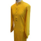 Haldi Yellow - Locknawi Chikankari Chiffon Self Brocade Mens Indian Kurta set - Weddings / Walimas , Sangeet, Mehndi / Henna , Eid / Diwali - BS2505 01TY25