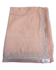 Peach - Chiffon - Party Wear Embroidiered Saree with Blouse Piece - SP250407 VT 0425