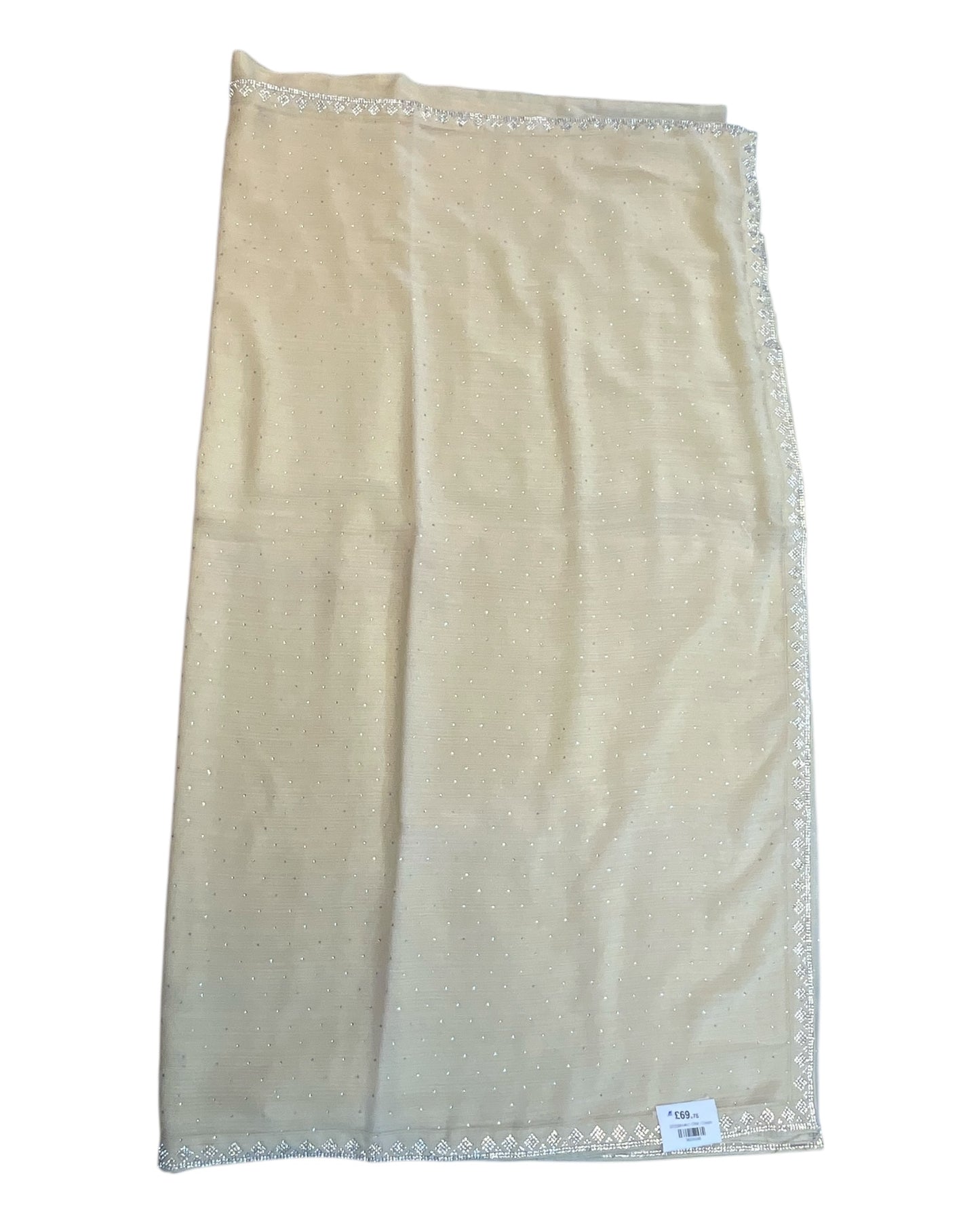 Cream - Fancy Embroidered Saree with Blouse Piece - UK stock - 24hr Dispatch - SP250614 KC