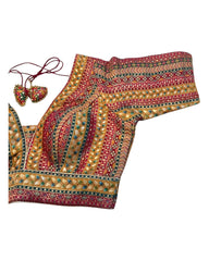 UK 16 (42 Bust) Multi Coloured - Banarasi Brocade Saree / Lehenga blouse - Can be let out to size 18  - B227 01KP25