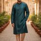 Dark Teal - Silky Mens Indian Kurta set - UK Stock - Ideal to Pair with a Waistcoat - VEE2483 KH