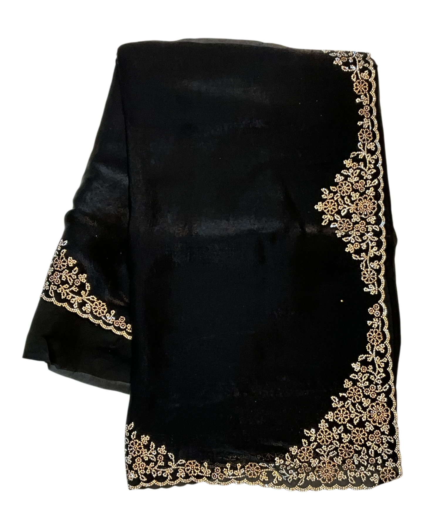 Black - Rich Saree with Stone Work Border and Blouse Piece - UK stock - 24hr Dispatch - RS2511 TA