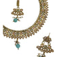 Peach / Sea Green - Antique Gold Finish Necklace & Earrings Set - Bollywood - Weddings - HR1015 11C24