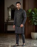 Black - Rich All Over Embroidered - Mens Indian Waistcoat - UK Stock - 24 hr Dispatch - KCS4088 06VV26
