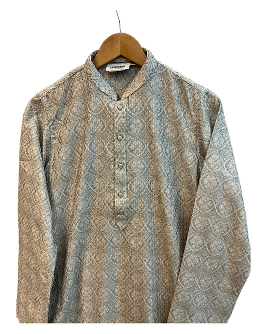 Pastel Sea Green - Rich Self Jacquard Mens Indian Kurta set - UK Stock - Weddings / Walimas , Sangeet, Diwali, Eid, Mehndi / Henna - NAD25708 VR