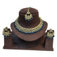 Navy Blue - Medium Size Antique Gold Finish Necklace Set with Earrings - RZ31 KYp