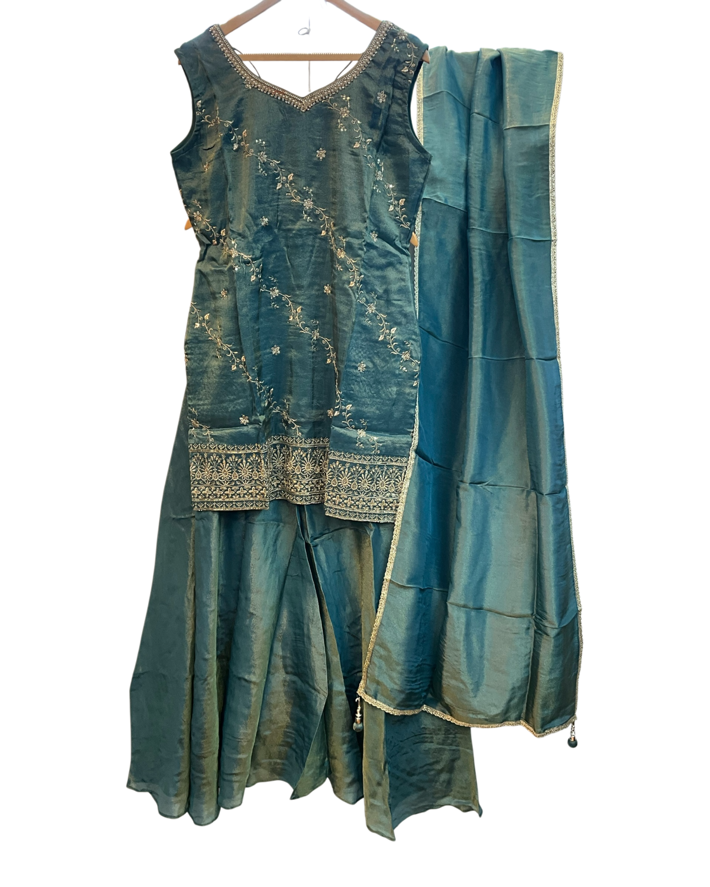 UK 16 / 42" - Teal Green - Ladies Sharara / Palazzo Trousers Suit - UK Stock - Sangeet / Henna / Weddings - OC7302 VC