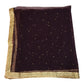 Large Soft Net Dupatta with Gold Beaded Border - Mix N Match -  HSK2307 RP 1023