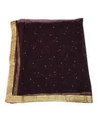 Large Soft Net Dupatta with Gold Beaded Border - Mix N Match -  HSK2307 RP 1023
