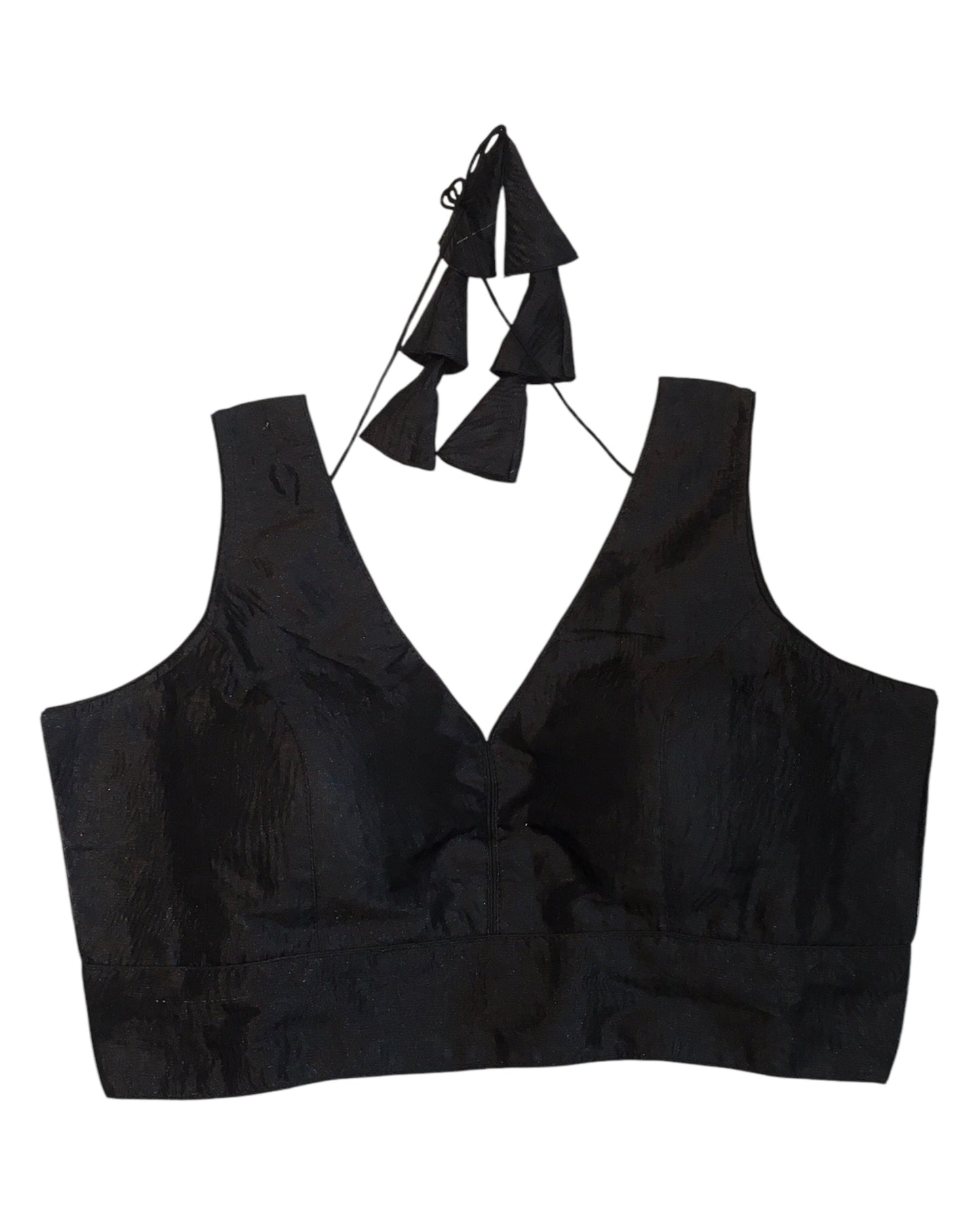 Black - Crushed Tissue Saree / Lehenga Blouse - With Cups - Margin to loosen - UK Stock - AF2341 C 1224