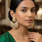 Regal Kundan & Pearl Crescent Chandbali Earrings - Bollywood - Weddings - 6ER34 09Tp26